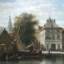 Cornelis Springer(1817-1891) | 'De Waag aan het Spaarne in Haarlem'